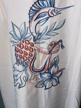 Weekender Men's Shirt Large Tropical Hawaiian Shirt with Embroidered Marlin Fish